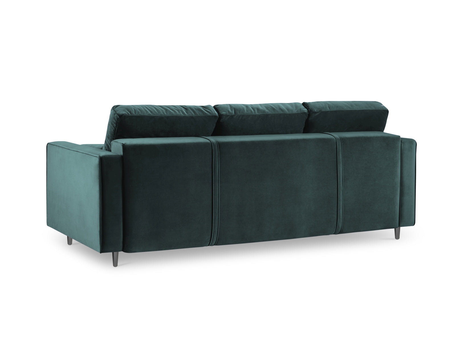 Stylisches 3-Sitzer Sofa Aspen in modernem Petrol, perfekt für gemütliche Abende, mit cleverer Schlaffunktion und integriertem Stauraum.