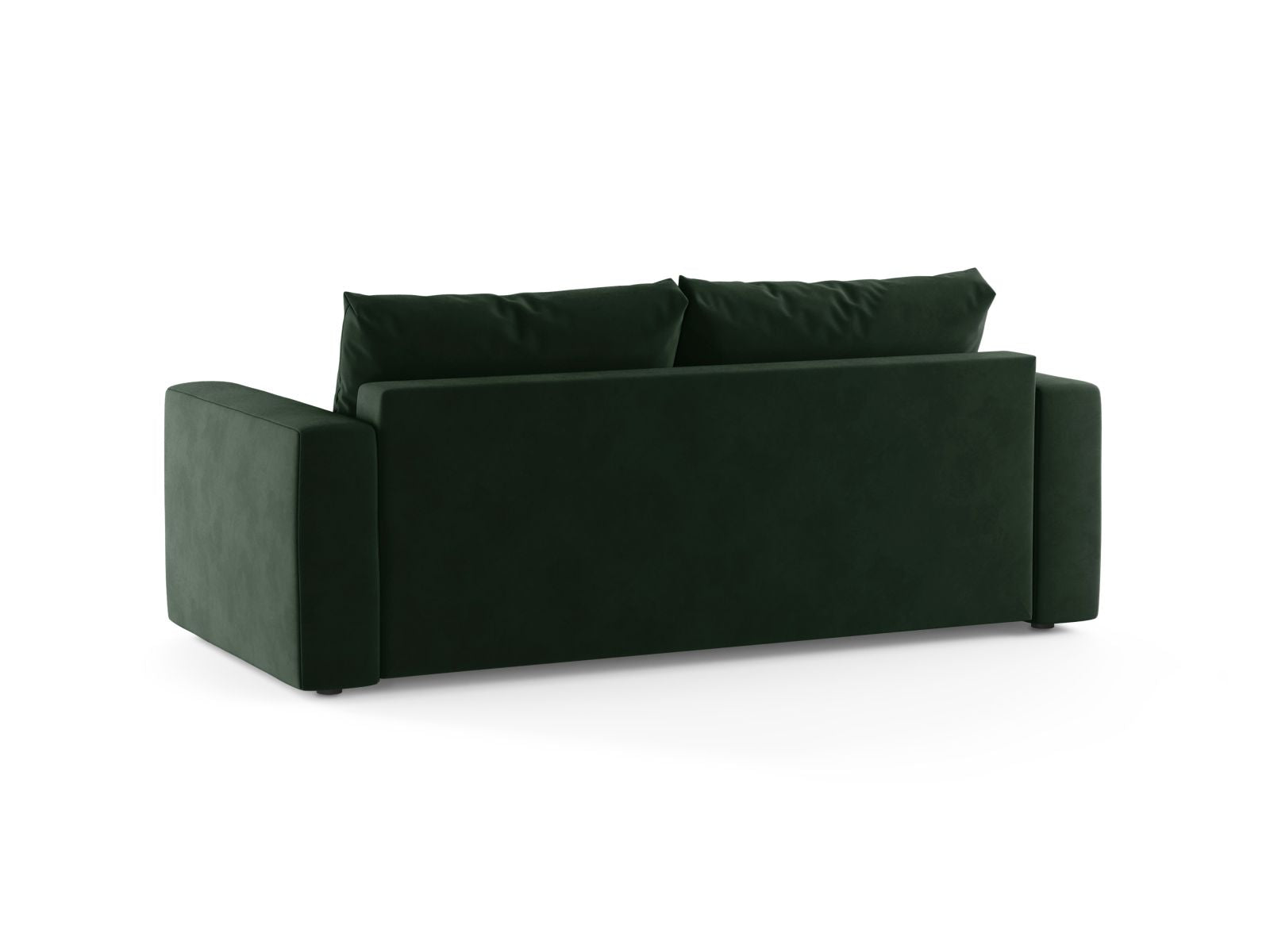 Modernes 3-Sitzer Sofa Grena in tiefem Grün, vielseitig einsetzbar als komfortables Bettsofa für Gäste und gemütliche Abende.