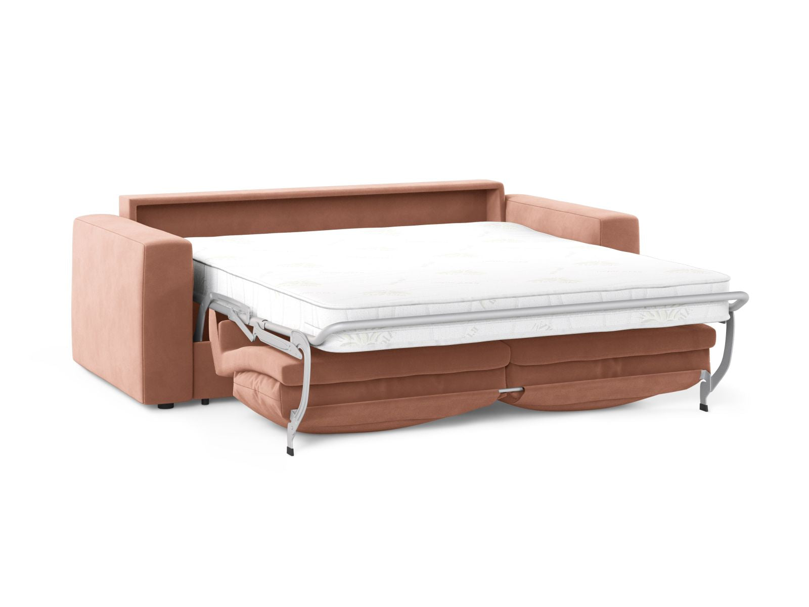 Modernes 3-Sitzer Sofa Grena in Pink-Salvador, ideal als Schlafgelegenheit und stilvolles Möbelstück für jeden Wohnraum.