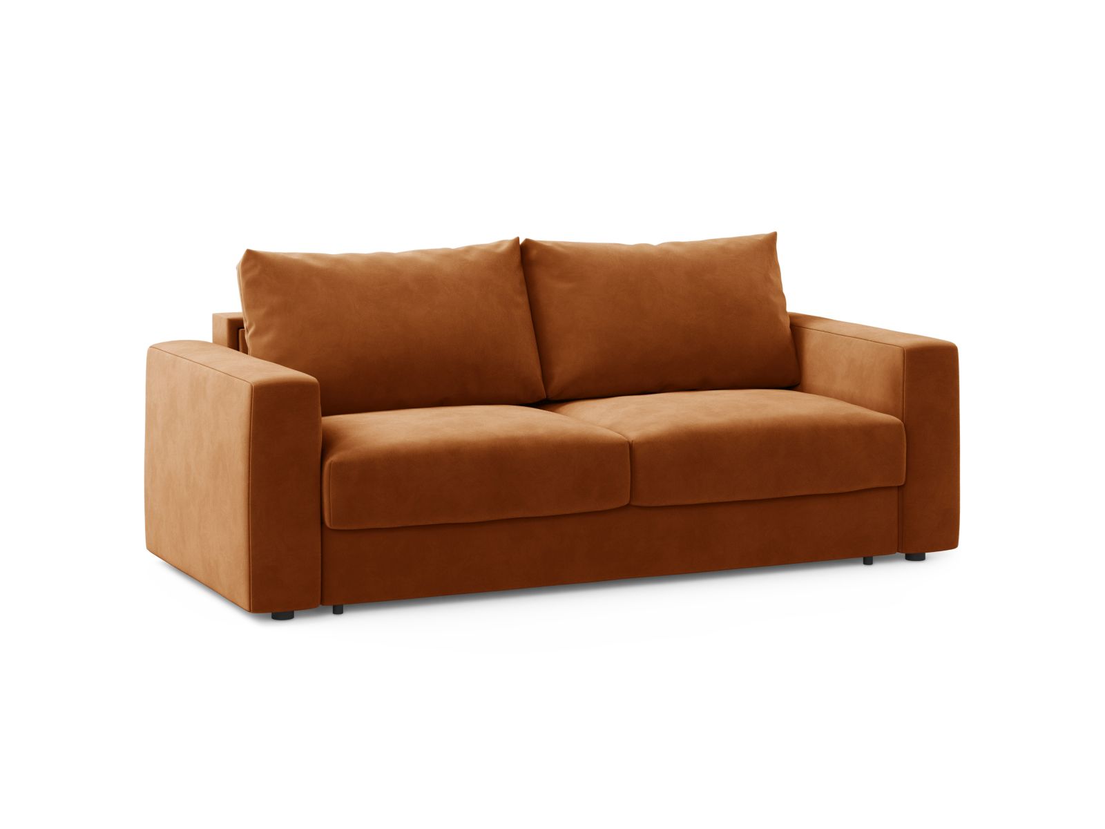 Elegantes 3-Sitzer Sofa Grena in warmem Terracotta mit praktischer Schlaffunktion, ideal für stilvolle Wohnräume.