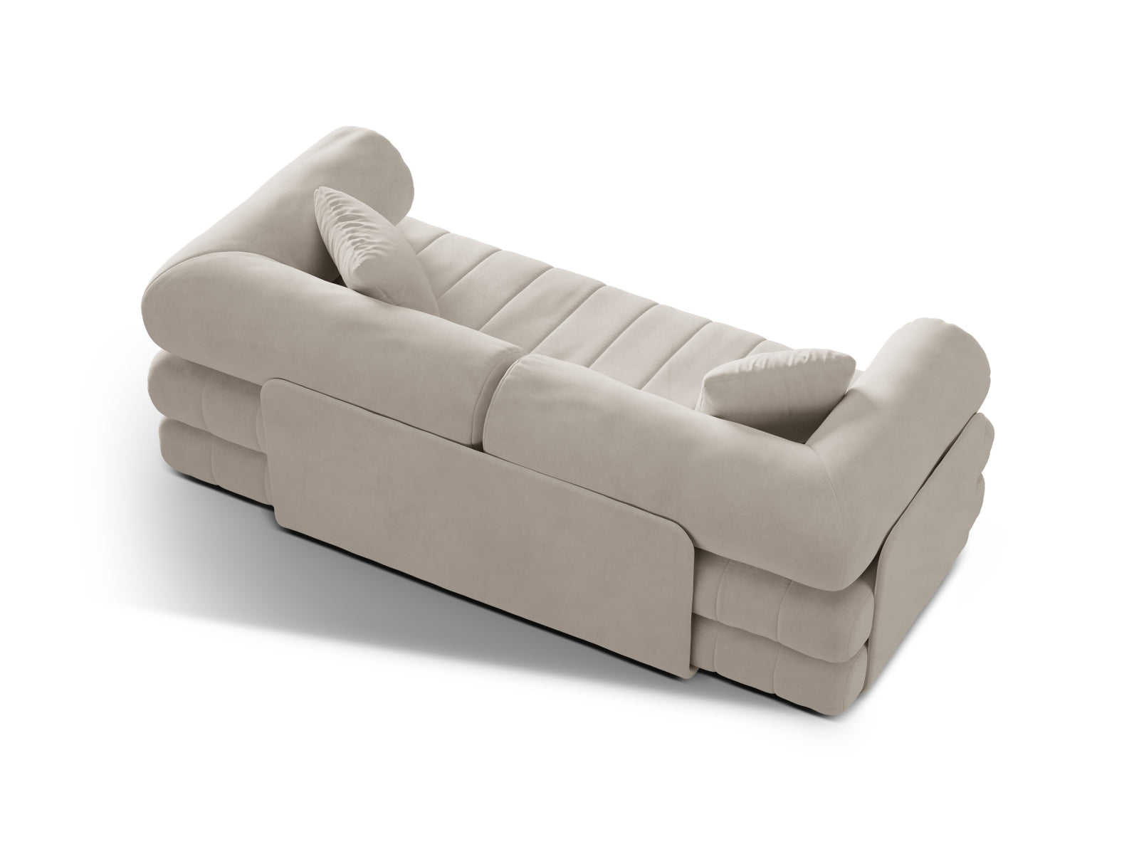 Elegantes 3-Sitzer Sofa aus luxuriösem Kemi Velour, perfekt für entspannte Stunden und als praktische Schlaflösung für Übernachtungsgäste.