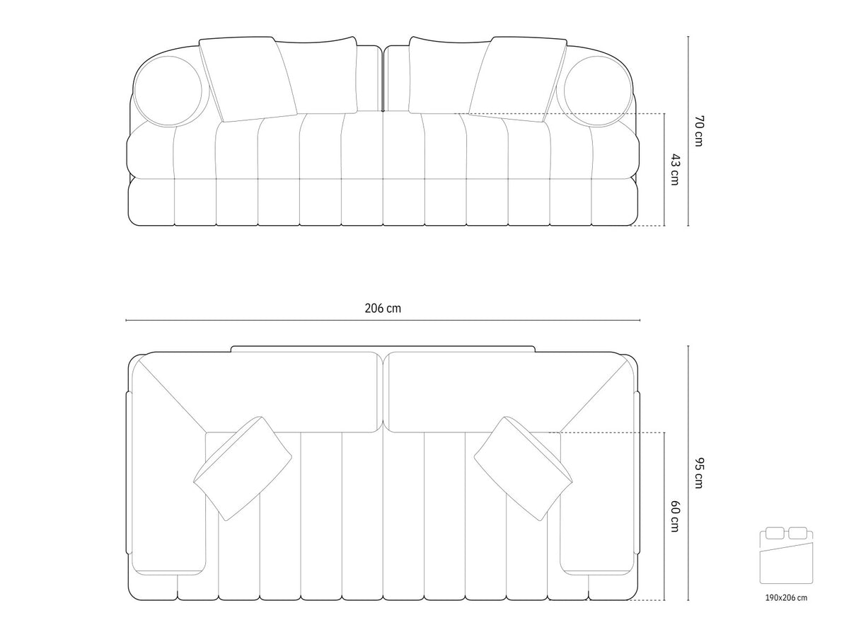 Kemi Velour Sofa mit Schlaffunktion 3 Sitzer in Chocolate-Salvador präsentiert im Onlineshop von KAQTU Design AG. Bettsofa ist von Cosmopolitan Design