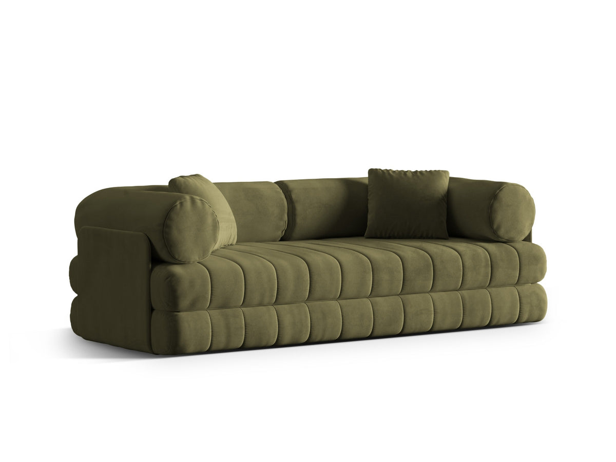 Kemi Velour Sofa mit Schlaffunktion 3 Sitzer in Green-Salvador präsentiert im Onlineshop von KAQTU Design AG. Bettsofa ist von Cosmopolitan Design