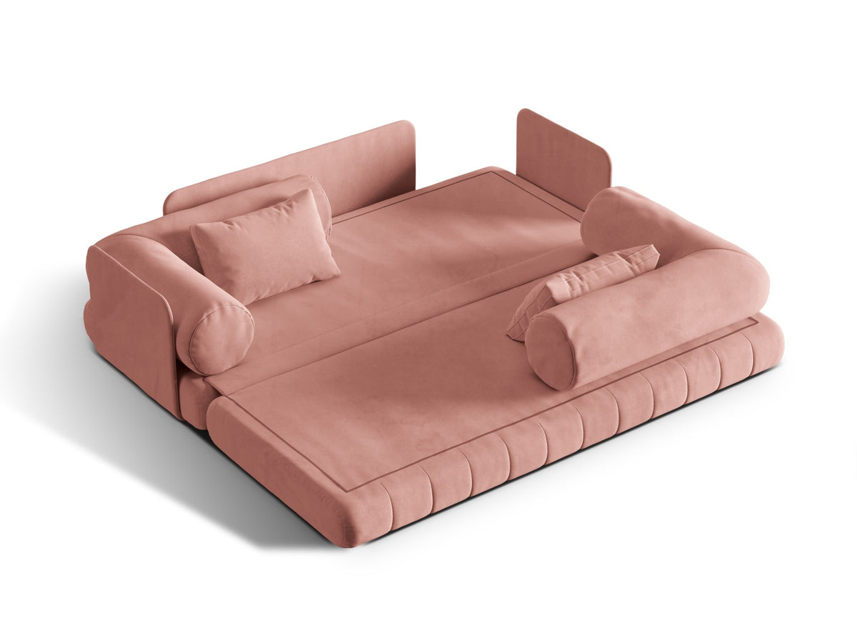 Kemi Velour Sofa mit Schlaffunktion 3 Sitzer in Pink-Salvador präsentiert im Onlineshop von KAQTU Design AG. Bettsofa ist von Cosmopolitan Design