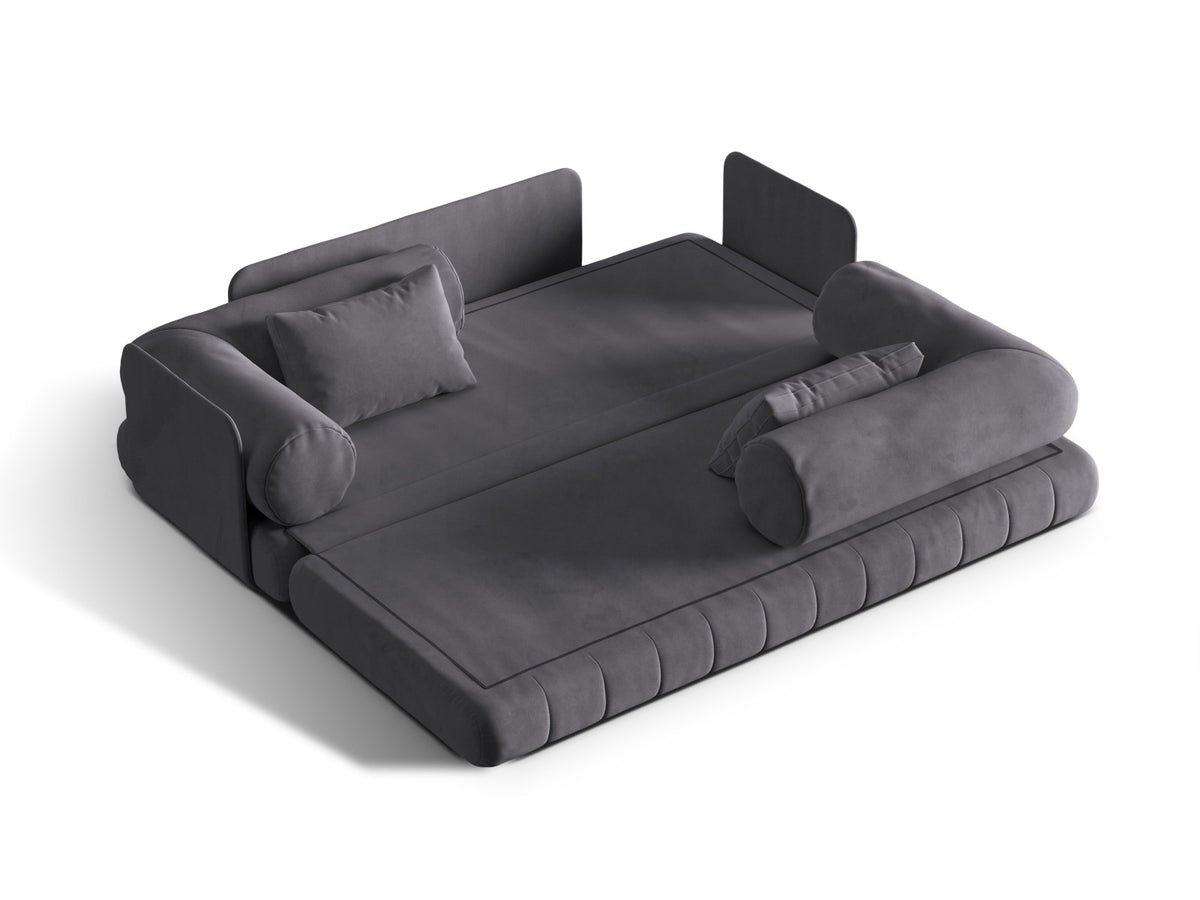 Kemi Velour Sofa mit Schlaffunktion 3 Sitzer in Dark Grey-Salvador präsentiert im Onlineshop von KAQTU Design AG. Bettsofa ist von Cosmopolitan Design