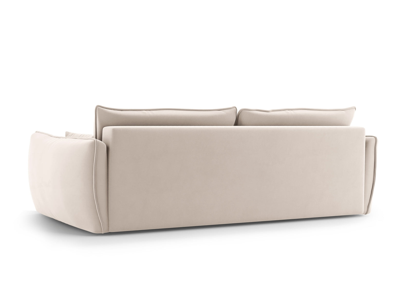Stylisches 3-Sitzer Sofa Matera in sanftem Beige, perfekt für jedes Zuhause, mit praktischer Schlaffunktion und integriertem Stauraum.