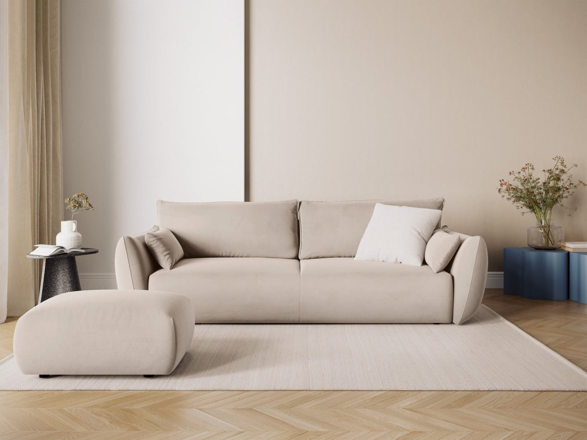 Bettsofa Matera von Cosmopolitan Design, 3-Sitzer mit Stoffbezug und schwarzen Kunststoffbeinen