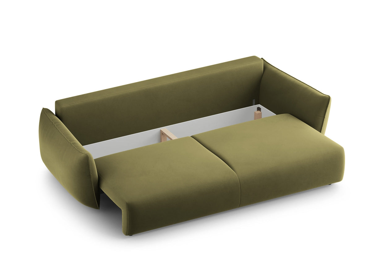 Bettsofa Matera von Cosmopolitan Design, 3-Sitzer mit Stoffbezug und schwarzen Kunststoffbeinen