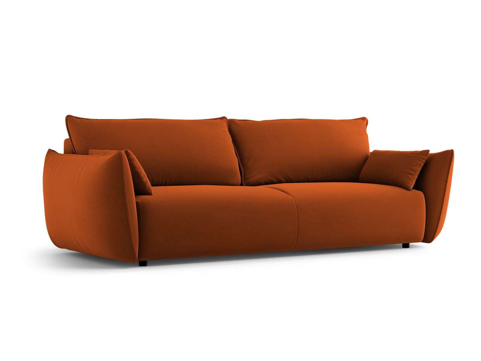 Elegantes 3-Sitzer Sofa Matera in Terracotta mit praktischer Schlaffunktion und Stauraum, ideal für modernes Wohnen.