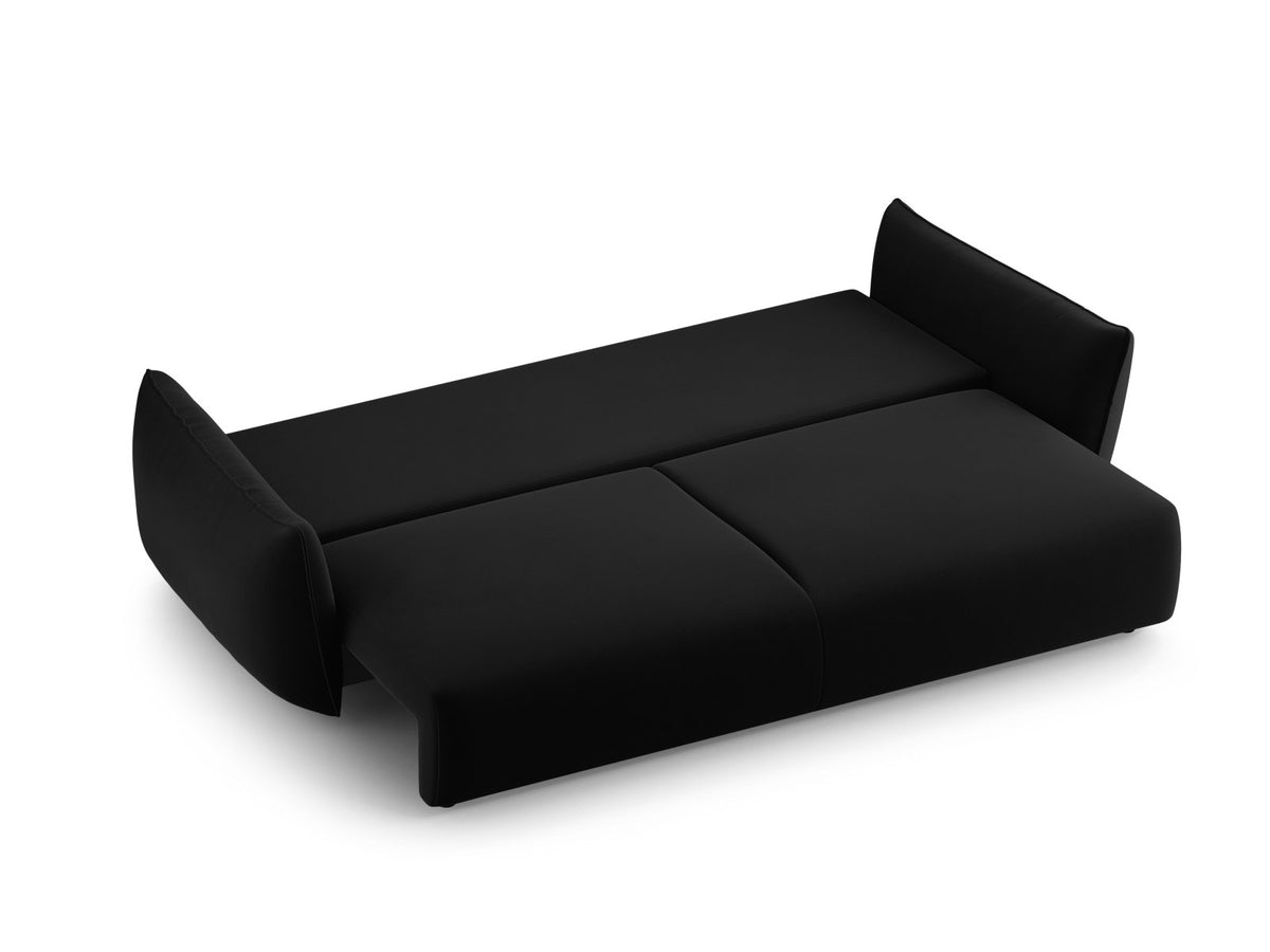 Bettsofa Matera von Cosmopolitan Design, 3-Sitzer mit Stoffbezug und schwarzen Kunststoffbeinen