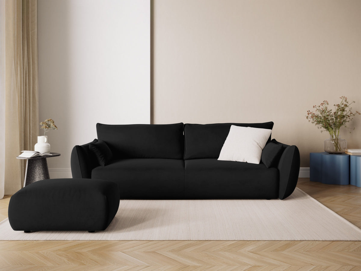 Bettsofa Matera von Cosmopolitan Design, 3-Sitzer mit Stoffbezug und schwarzen Kunststoffbeinen