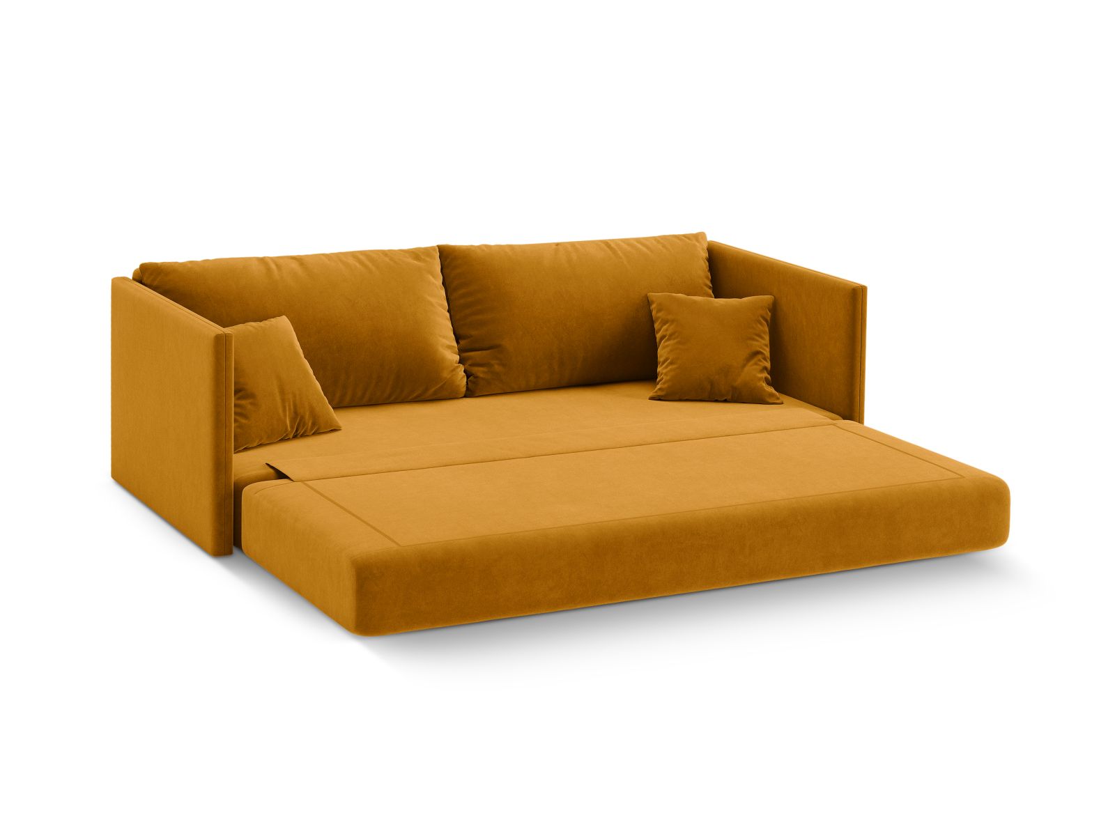 Elegantes 3-Sitzer Sofa Shannon in strahlendem Gelb, ideal als Schlafsofa für Gäste und stilvolle Wohnräume.