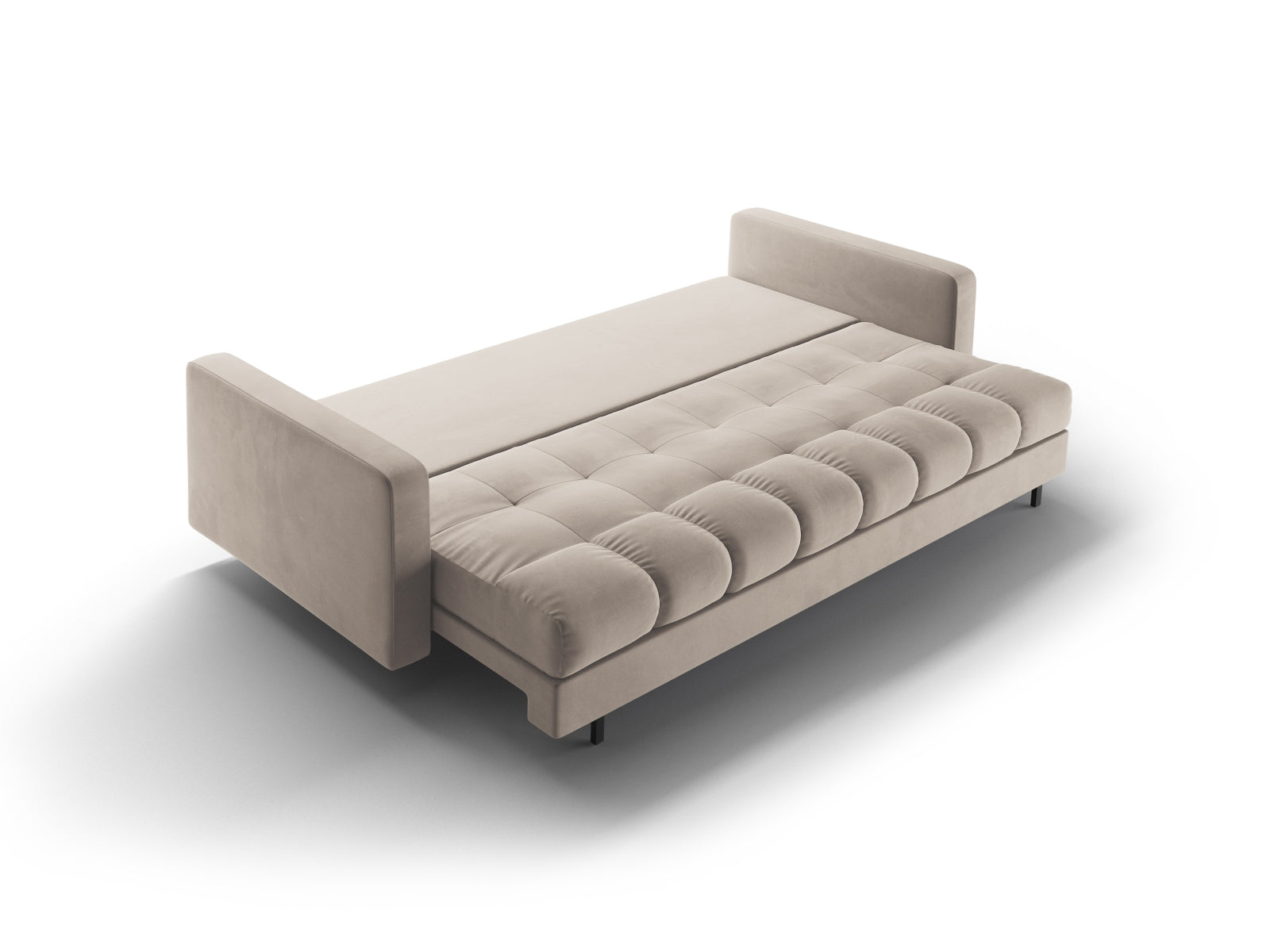Stylisches 3-Sitzer Sofa Bali in dunkelbeige, ideal für Wohnräume, bietet Schlafgelegenheit und cleveren Stauraum für mehr Ordnung.