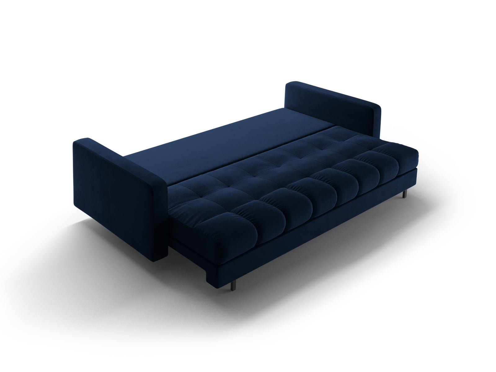 Stylisches 3-Sitzer Sofa Bali in Royal Blue, perfekt für moderne Wohnräume, kombiniert Komfort mit cleverem Stauraum und Schlaffunktion.