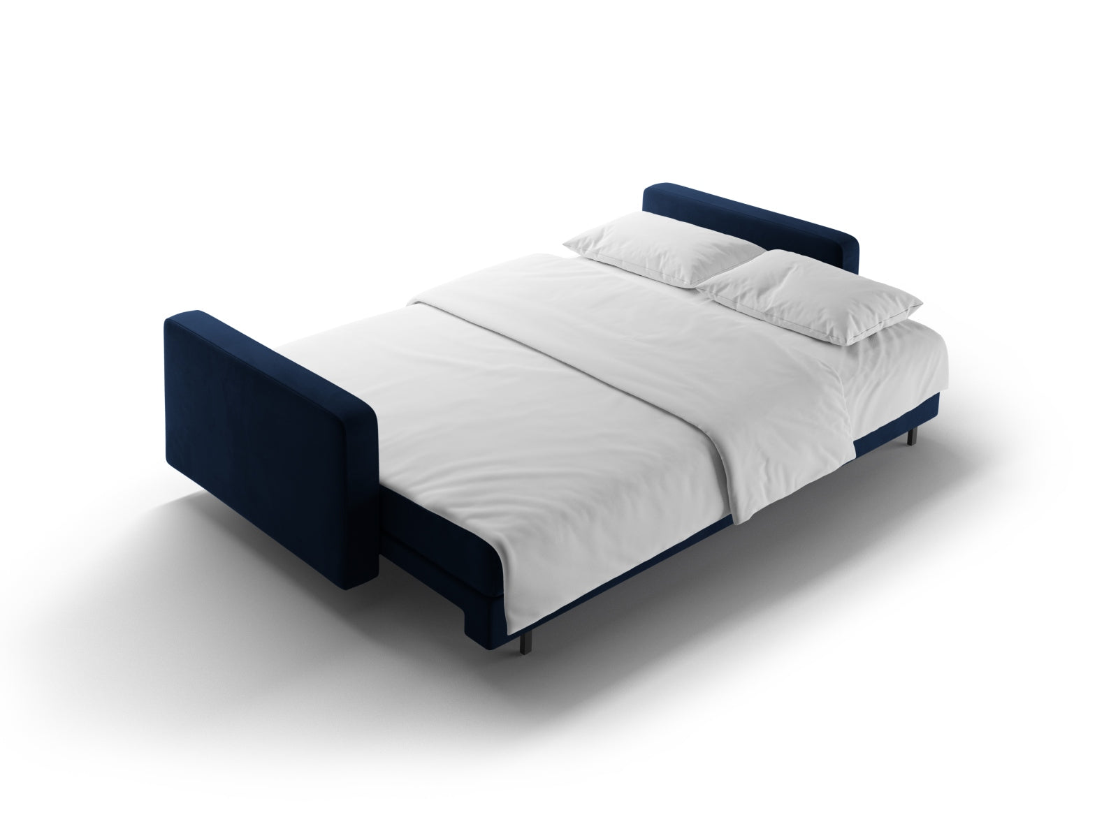 Elegantes 3-Sitzer Sofa Bali in Royal Blue, ideal für stilvolle Wohnzimmer, bietet praktische Schlaffunktion und zusätzlichen Stauraum.