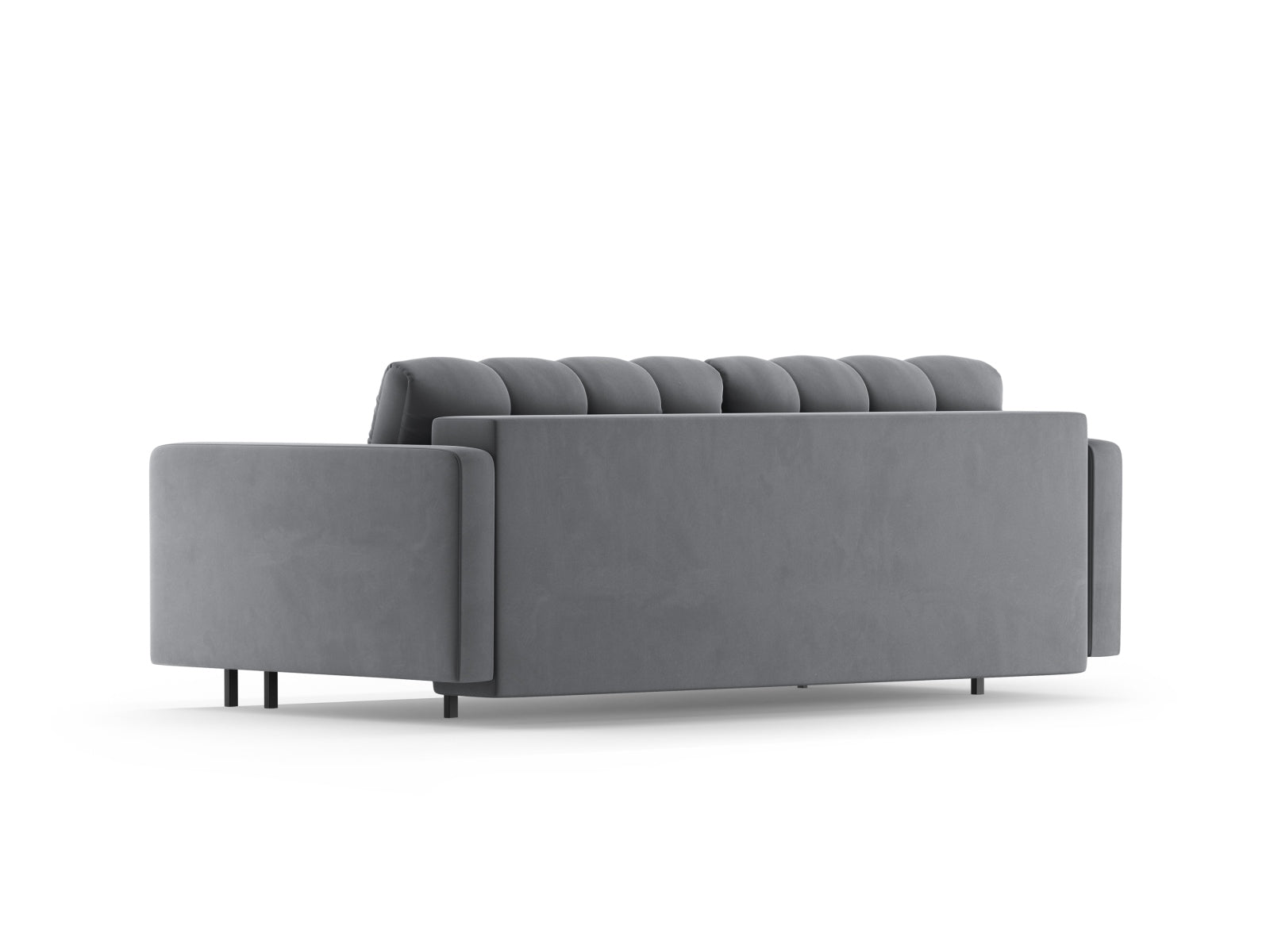 Elegantes 3-Sitzer Bettsofa Bali in Grau, ideal für Gästeübernachtungen und zur Aufbewahrung von Decken und Kissen.
