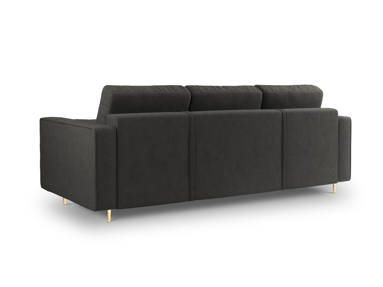 Stylisches 3-Sitzer Bettsofa Aspen in edlem Dunkelgrau, bietet Komfort und Funktionalität mit Schlaffunktion und integriertem Stauraum.
