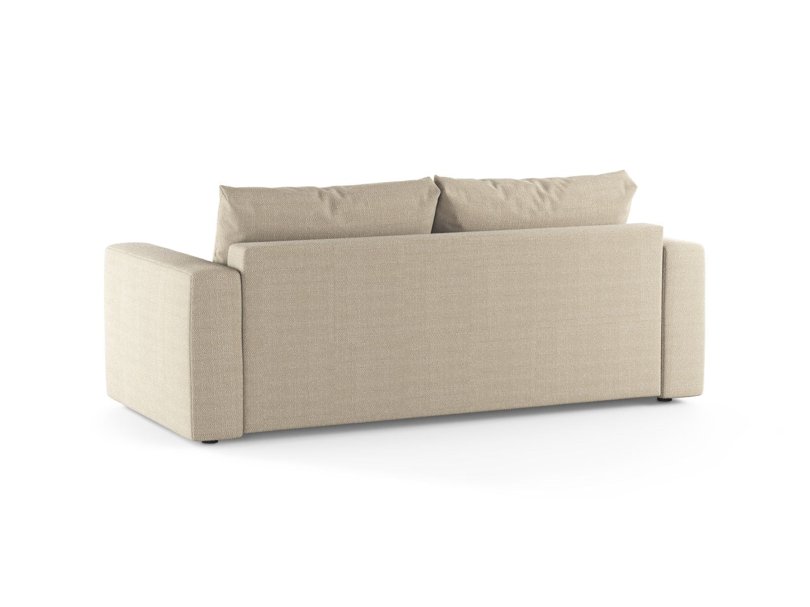 Stylisches 3-Sitzer Sofa Grena in elegantem Beige, perfekt für jedes Zuhause, verwandelt sich mühelos in ein bequemes Bett.