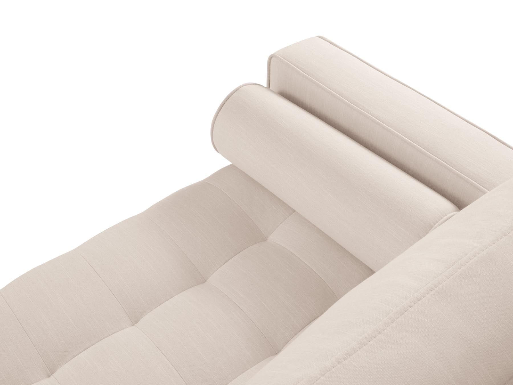Elegantes 3-Sitzer Bettsofa Aspen in sanftem Beige, ideal für Gästeübernachtungen und zur Aufbewahrung von Decken und Kissen.