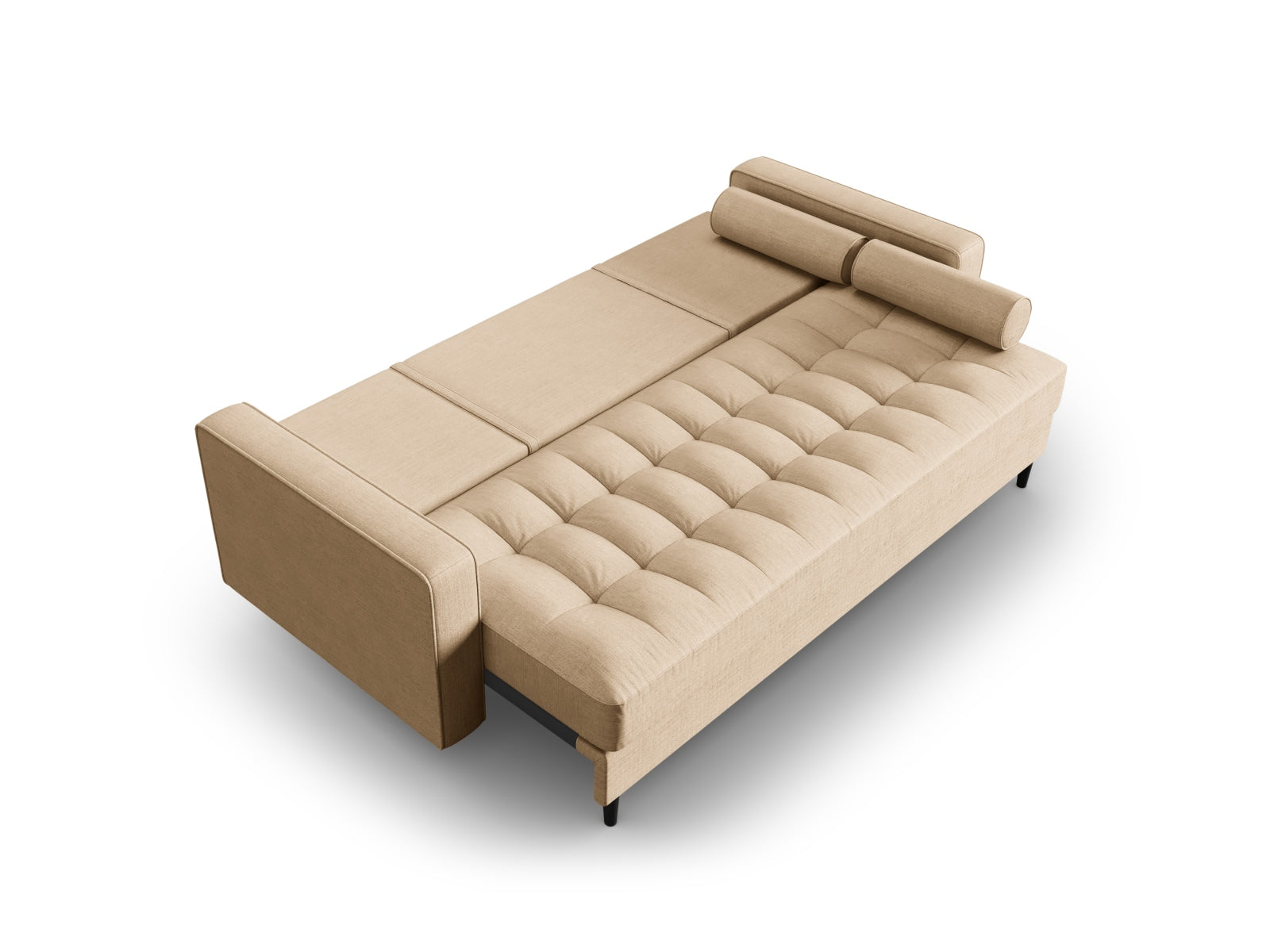 Beige 3-Sitzer Sofa Aspen von Cosmopolitan Design, ideal für Gästeübernachtungen und mit praktischem Stauraum für zusätzlichen Komfort.