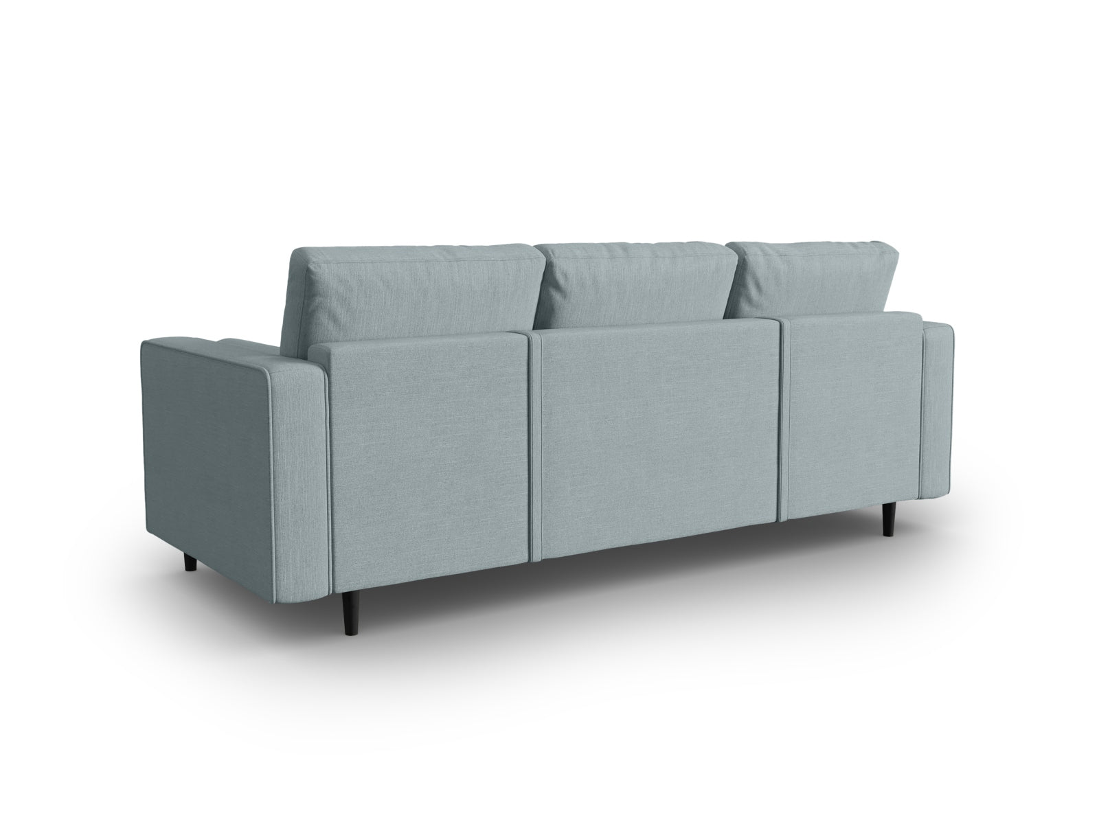 Modernes 3-Sitzer Sofa Aspen in stilvollem Blue-Melva, perfekt für gemütliche Abende, mit cleverer Schlaffunktion und integriertem Stauraum.
