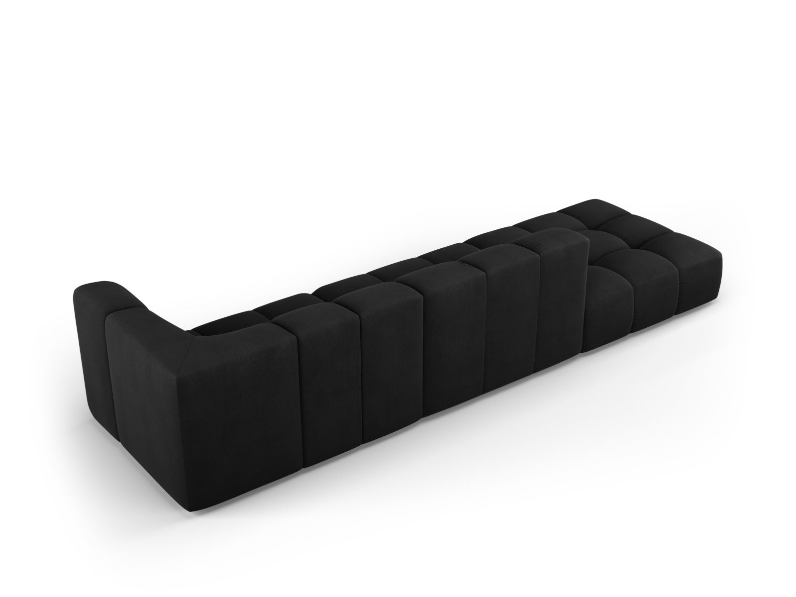 Modulares 4-Sitzer Sofa Moritz in stilvollem Schwarz, ideal für moderne Wohnkonzepte, erhältlich bei KAQTU Design AG.