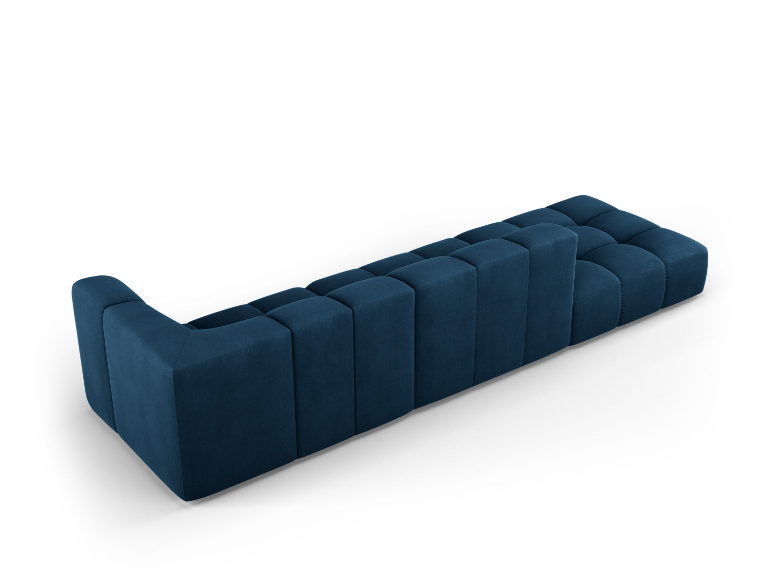 Modulares 4-Sitzer Sofa Moritz in Royal Blue-Rebel, ideal für moderne Wohnkonzepte, bietet Komfort und Stil für Ihr Zuhause.