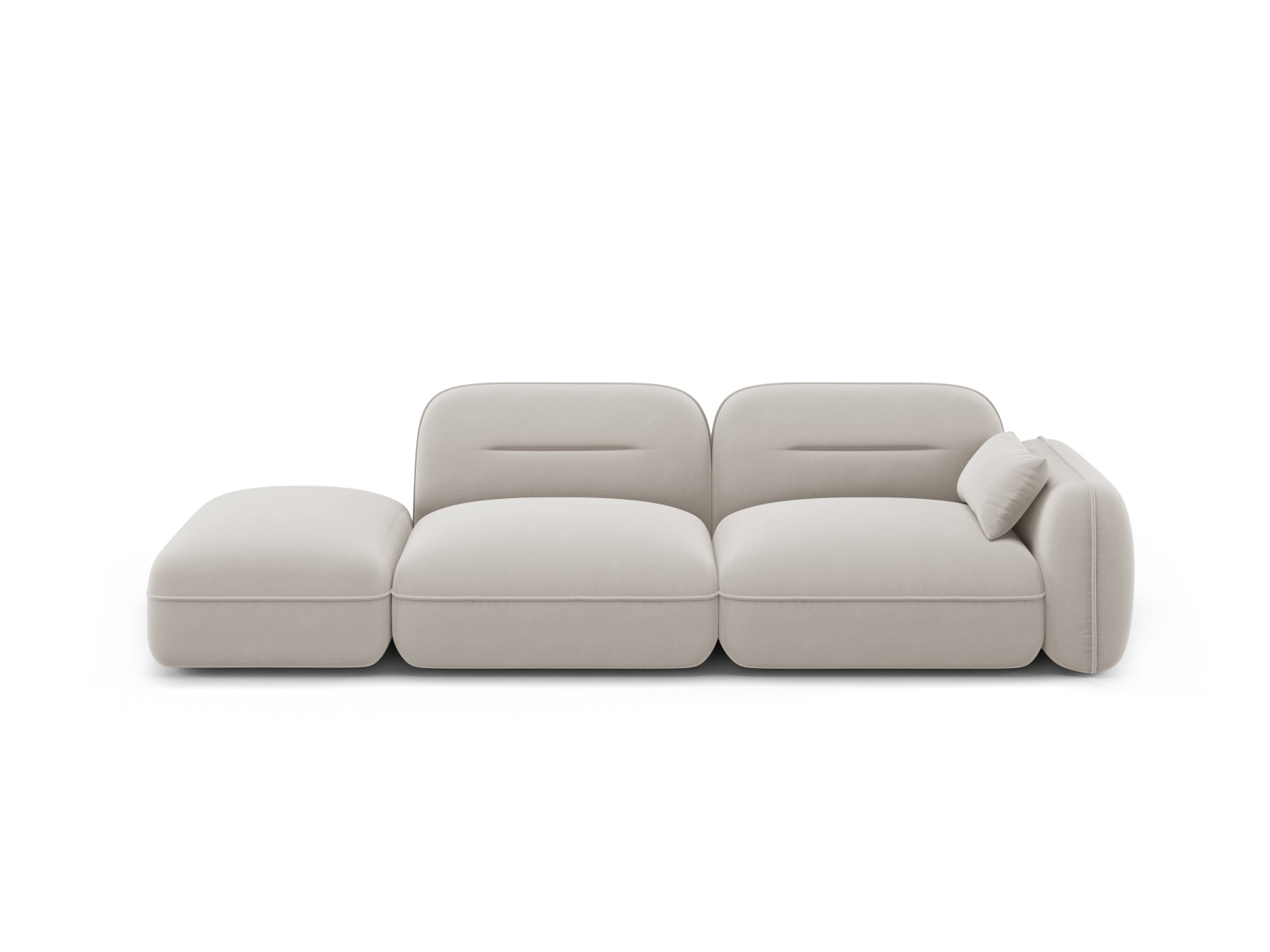 Sydney Velour links Modular Sofa 3 Sitzer in Light Beige-Casino präsentiert im Onlineshop von KAQTU Design AG. 3er Sofa ist von Cosmopolitan Design