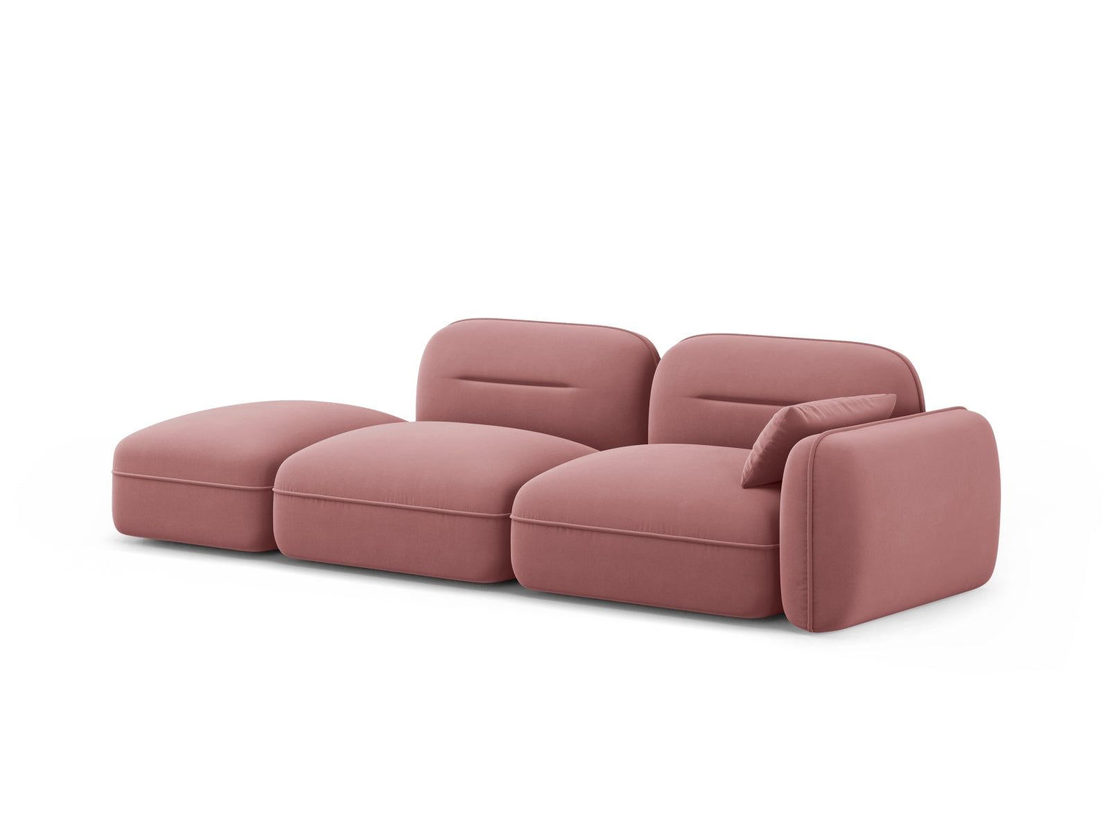 Modulares 3-Sitzer Sofa Sydney Velour in Flamingo-Casino, perfekt für moderne Wohnkonzepte und stilvolle Akzente.