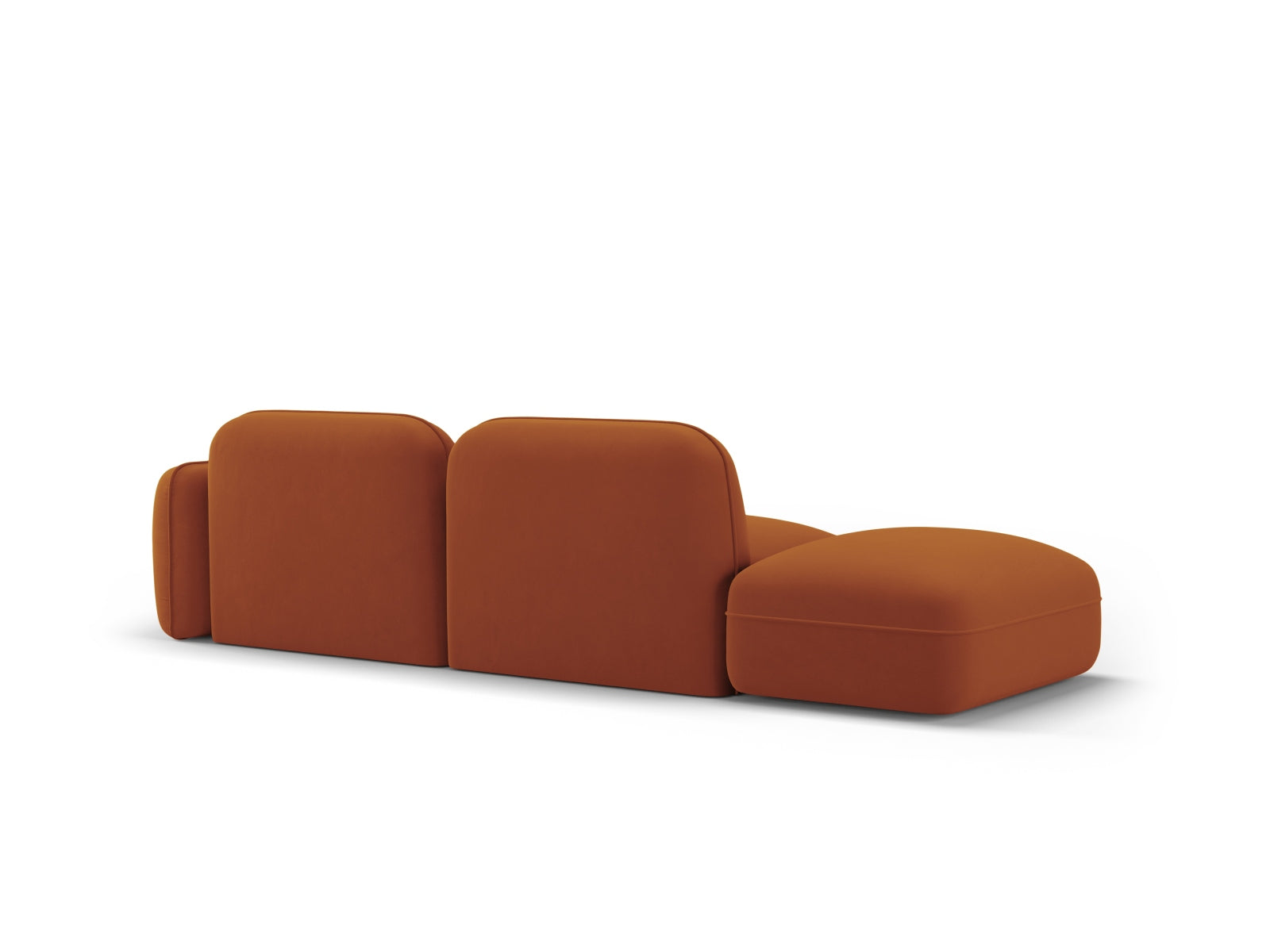 Elegantes 3-Sitzer Sofa Sydney Velour in sanftem Terracotta, linksseitig, ideal für stilvolle und einladende Wohnräume.