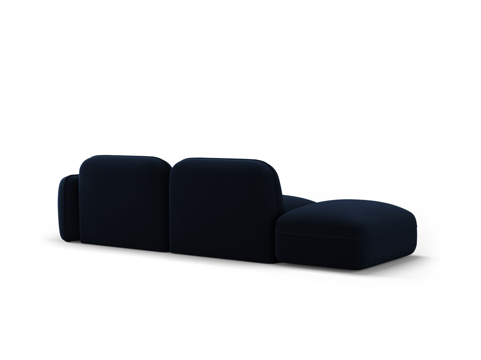 Elegantes 3-Sitzer Sofa Sydney Velour in Royal Blue-Casino, ideal für moderne Wohnkonzepte, vereint Komfort und anpassbare Gestaltung.