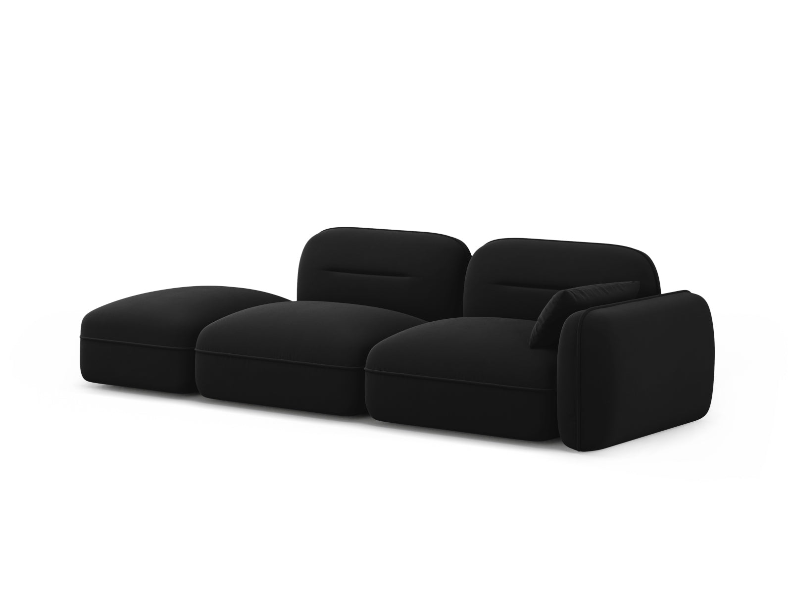 Stylisches 3-Sitzer Sofa Sydney Velour in edlem Schwarz, perfekt für zeitgemäße Inneneinrichtungen von Cosmopolitan Design.