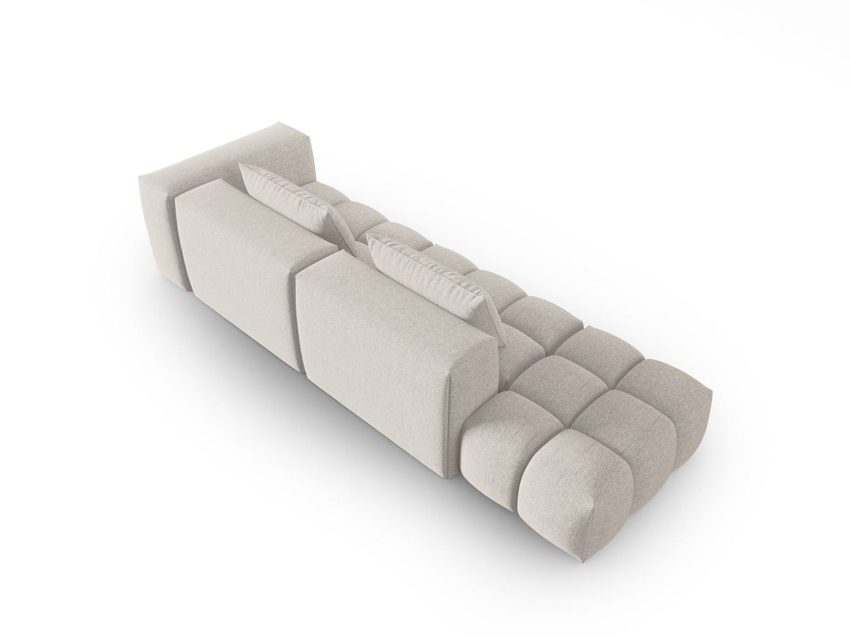 Modulares 4er Sofa Verona von Cosmopolitan Design in Beige-Sorella Stoff mit schwarzen Kunststoffbeinen und geradliniger Form
