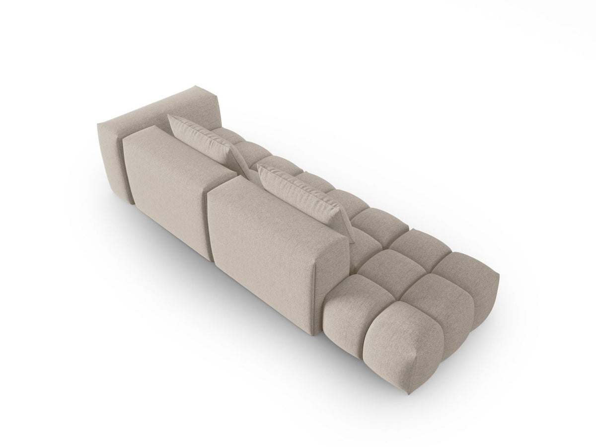 Modulares 4er Sofa Verona von Cosmopolitan Design in Beige-Sorella Stoff mit schwarzen Kunststoffbeinen und geradliniger Form