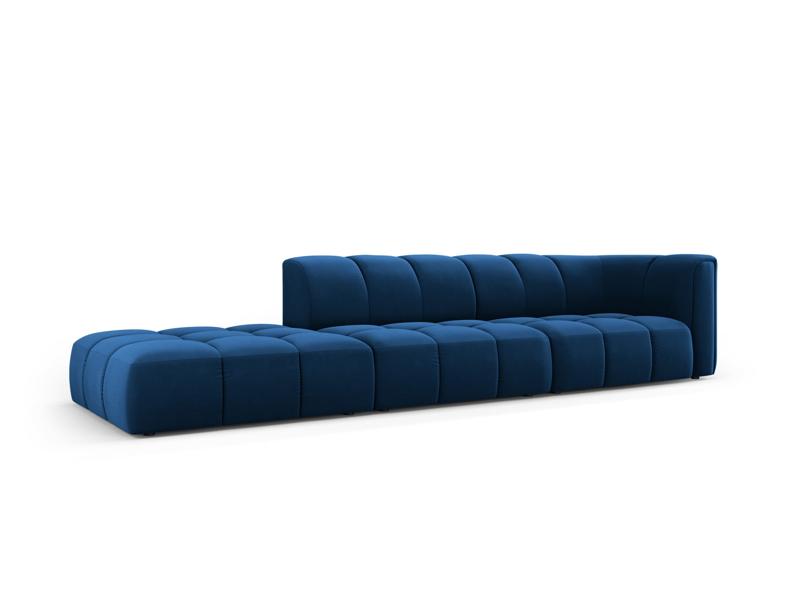 Elegantes 4-Sitzer Sofa Moritz in Royal Blue-Bluvel, ideal für moderne Wohnräume, erhältlich bei KAQTU Design AG.