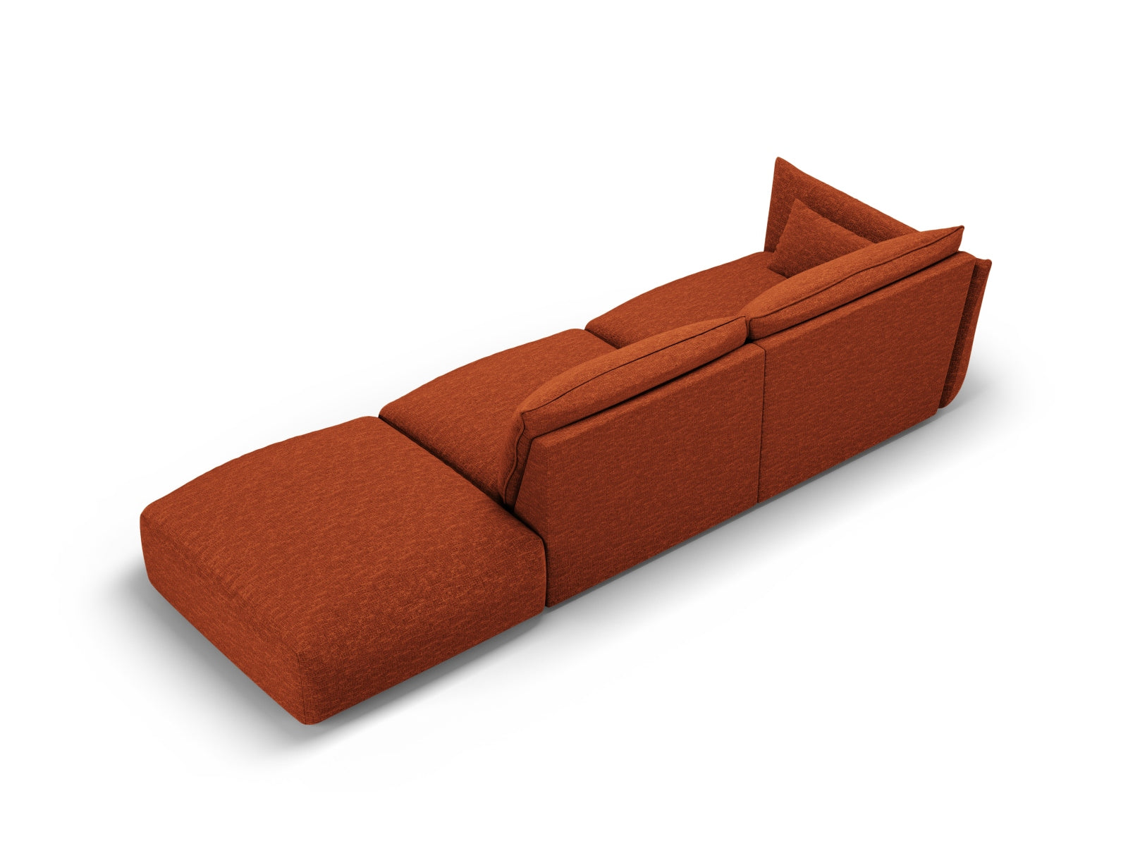 Elegantes 4-Sitzer Sofa rechts Matera in warmem Terracotta, ideal für einladende und geschmackvolle Wohnräume.