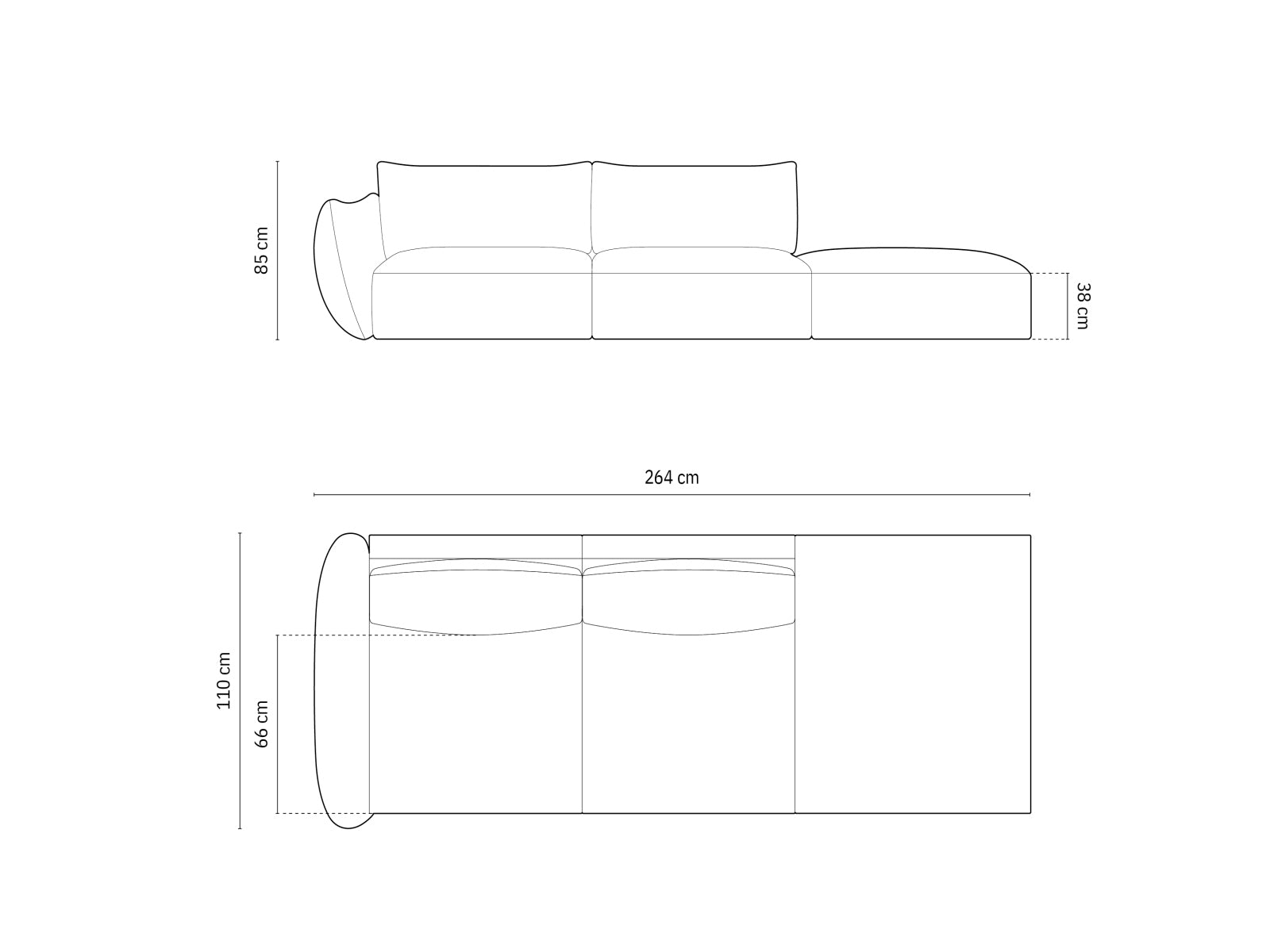 Modernes 4-Sitzer Sofa rechts Matera in leuchtendem Gelb, perfekt für gemütliche Wohnzimmer und stilvolle Einrichtung, erhältlich bei KAQTU.