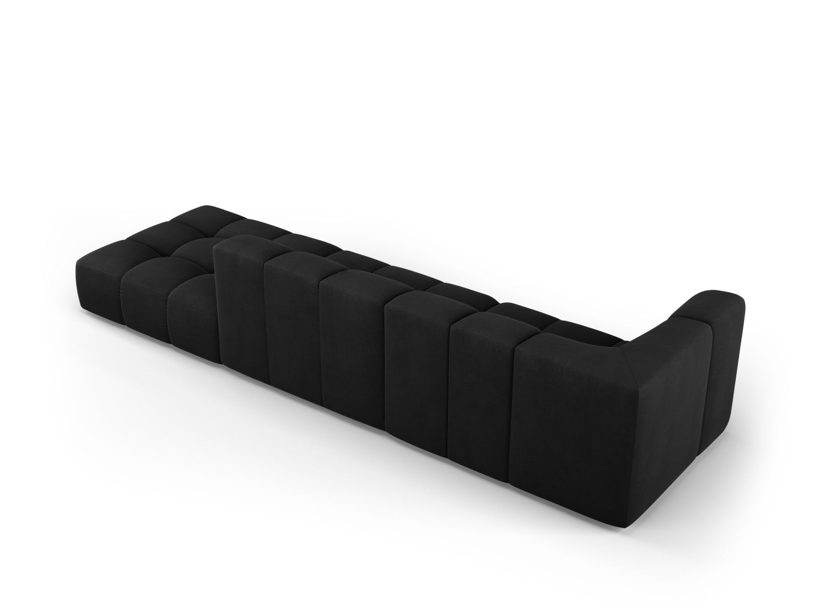 Modulares 4-Sitzer Sofa Moritz in stilvollem Schwarz, perfekt für zeitgemäße Wohnkonzepte und komfortable Entspannung.
