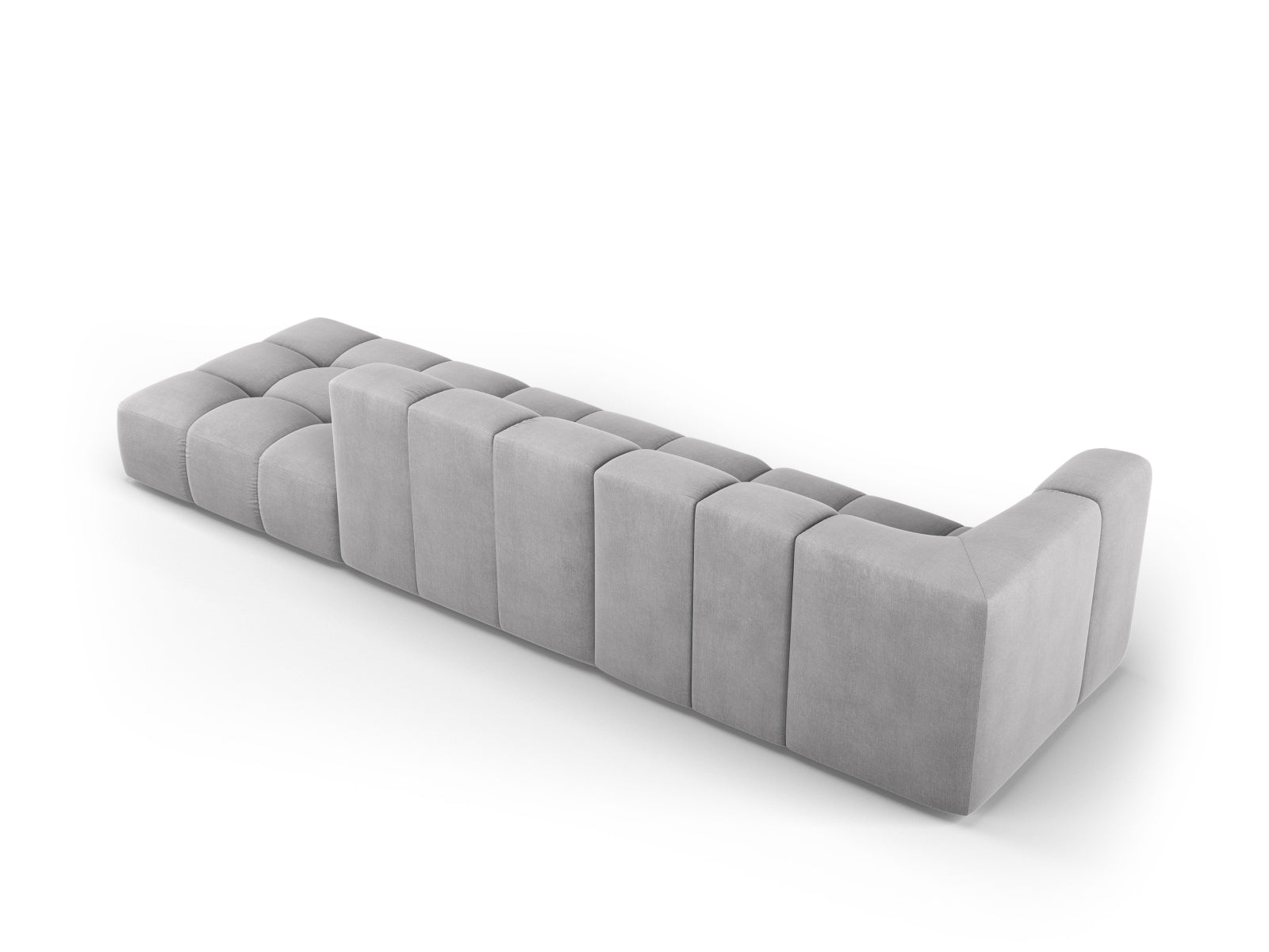 Modulares 4-Sitzer Sofa Moritz in sanftem Grau, perfekt für stilvolle Wohnzimmer, angeboten von Cosmopolitan Design.