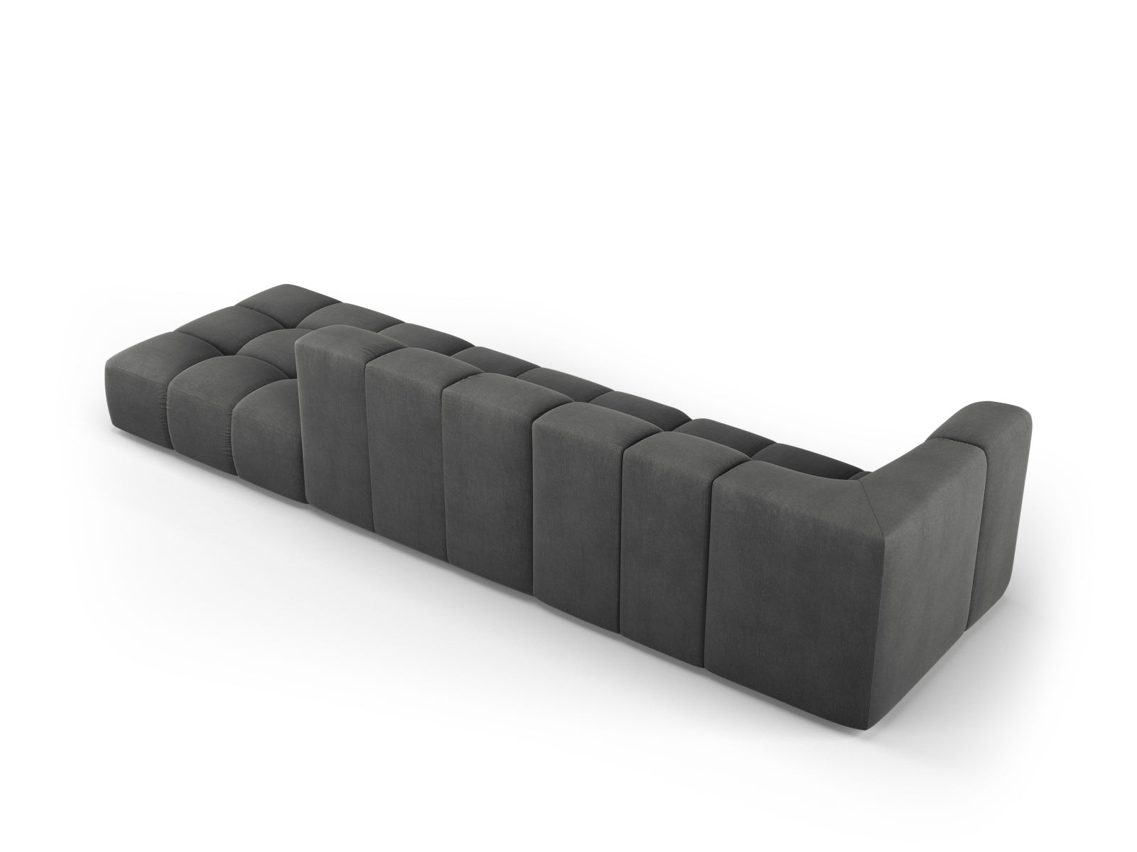 Modulares 4-Sitzer Sofa Moritz in stilvollem Dunkelgrau, perfekt für zeitgemäße Wohnkonzepte und gemütliche Zusammenkünfte.