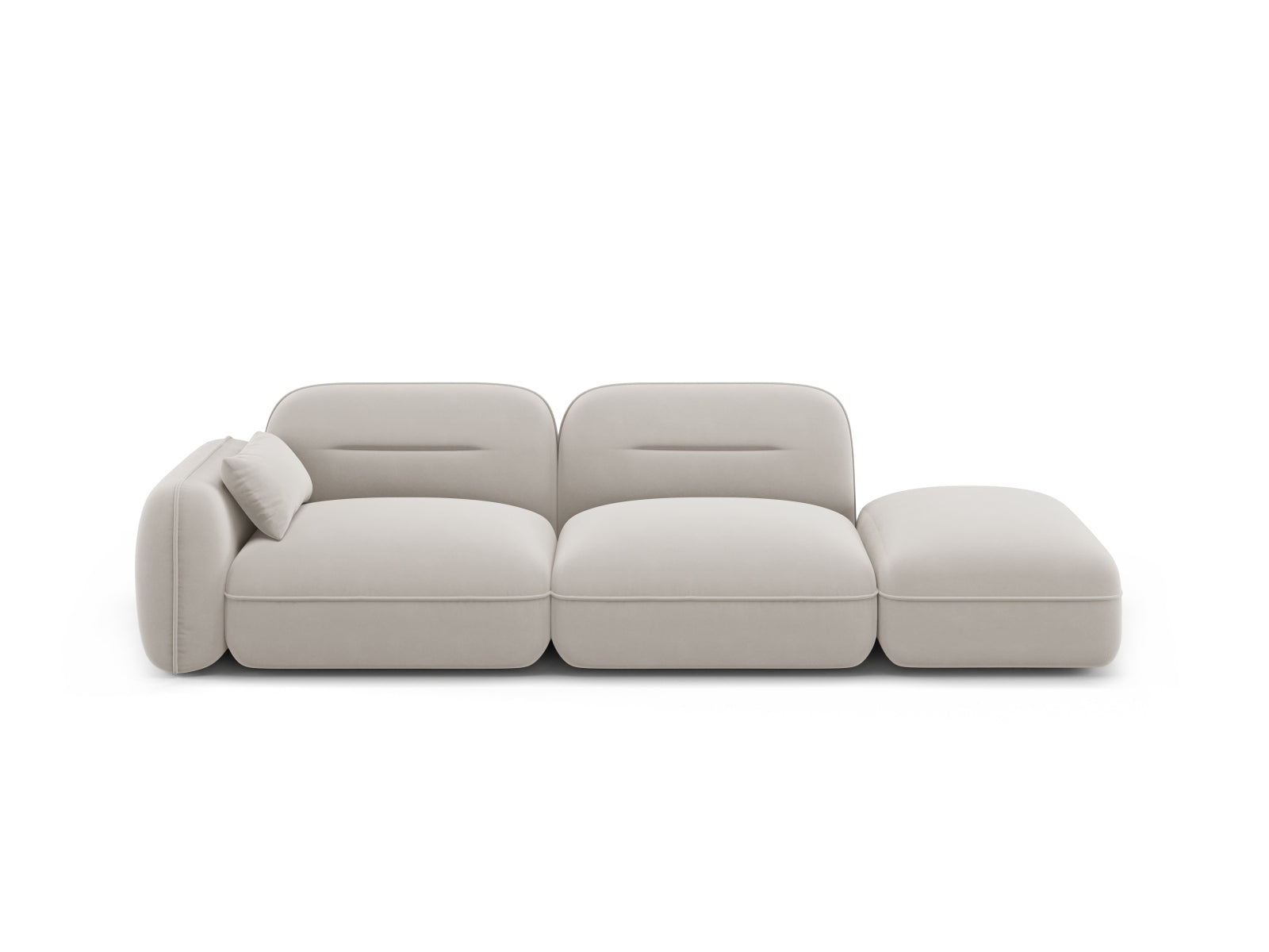Sydney Velour Modular sofa rechts 3 Sitzer in Light Beige-Casino präsentiert im Onlineshop von KAQTU Design AG. 3er Sofa ist von Cosmopolitan Design