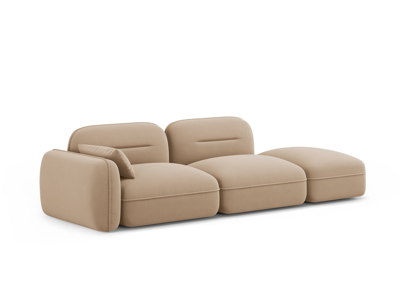 Modulares 3-Sitzer Sofa Sydney aus Velours in Sand-Casino, perfekt für moderne Wohnkonzepte, von Cosmopolitan Design.
