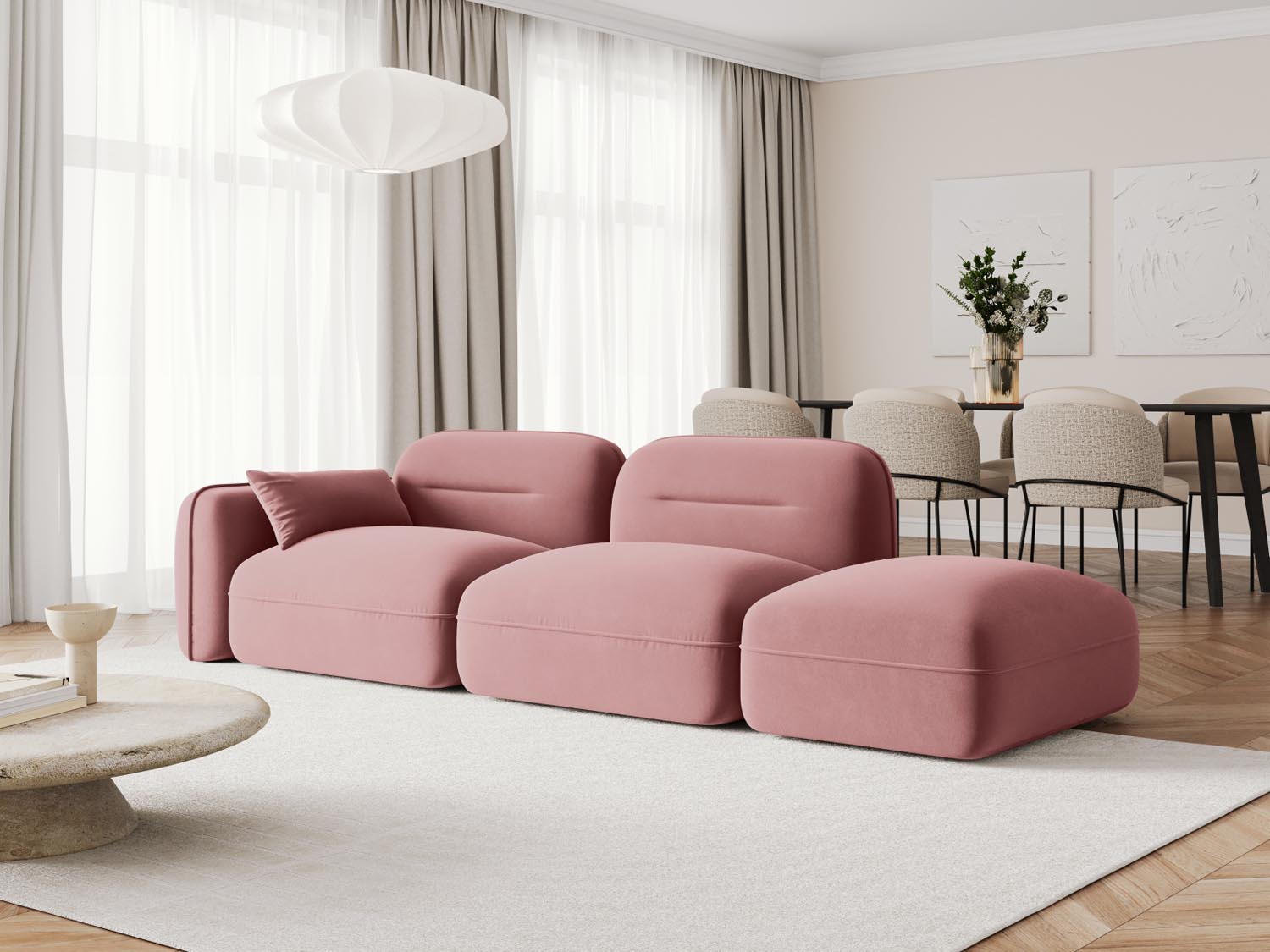 Elegantes 3-Sitzer Sofa "Sydney" in Velours, modulare Bauweise, rechtsseitig, stilvolles Design von Cosmopolitan für modernes Wohnen.