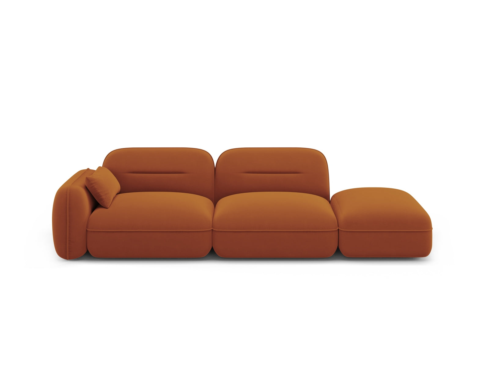 Sydney Velour Modular sofa rechts 3 Sitzer in Terracotta-Casino präsentiert im Onlineshop von KAQTU Design AG. 3er Sofa ist von Cosmopolitan Design