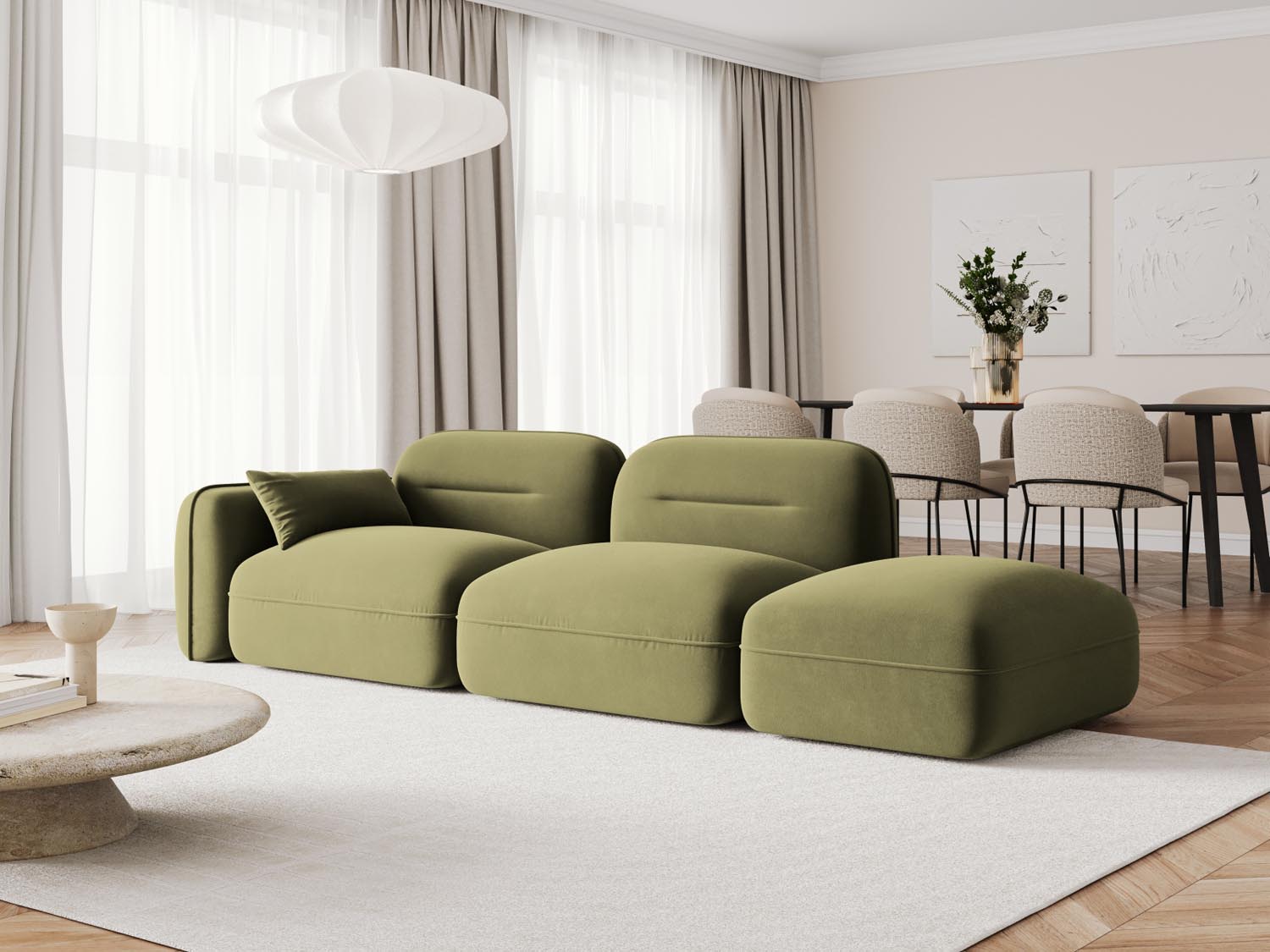 Entdecken Sie das Sydney Velour Modular Sofa rechts 3 Sitzer von Cosmopolitan Design – stilvoll, flexibel und perfekt für moderne Wohnräume.