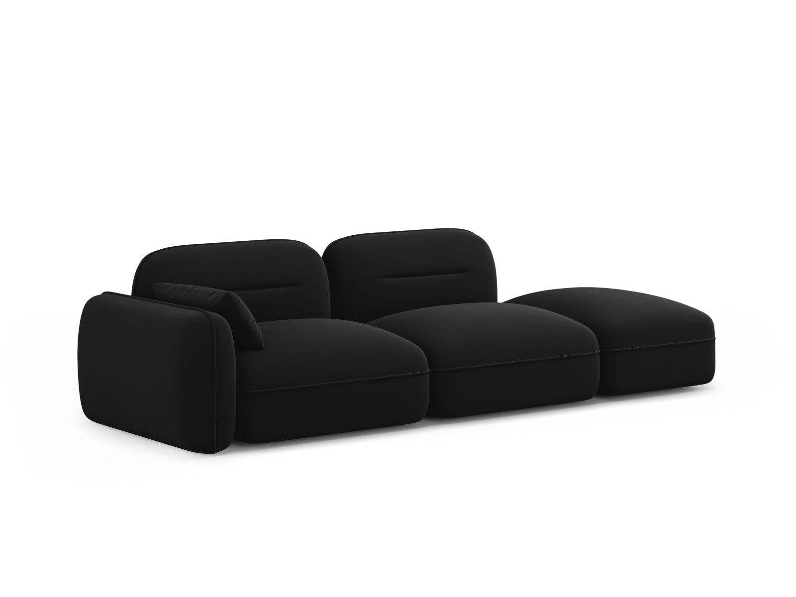 Modulares 3-Sitzer Sofa Sydney aus Velours in edlem Schwarz, perfekt für moderne Wohnkonzepte, von Cosmopolitan Design.