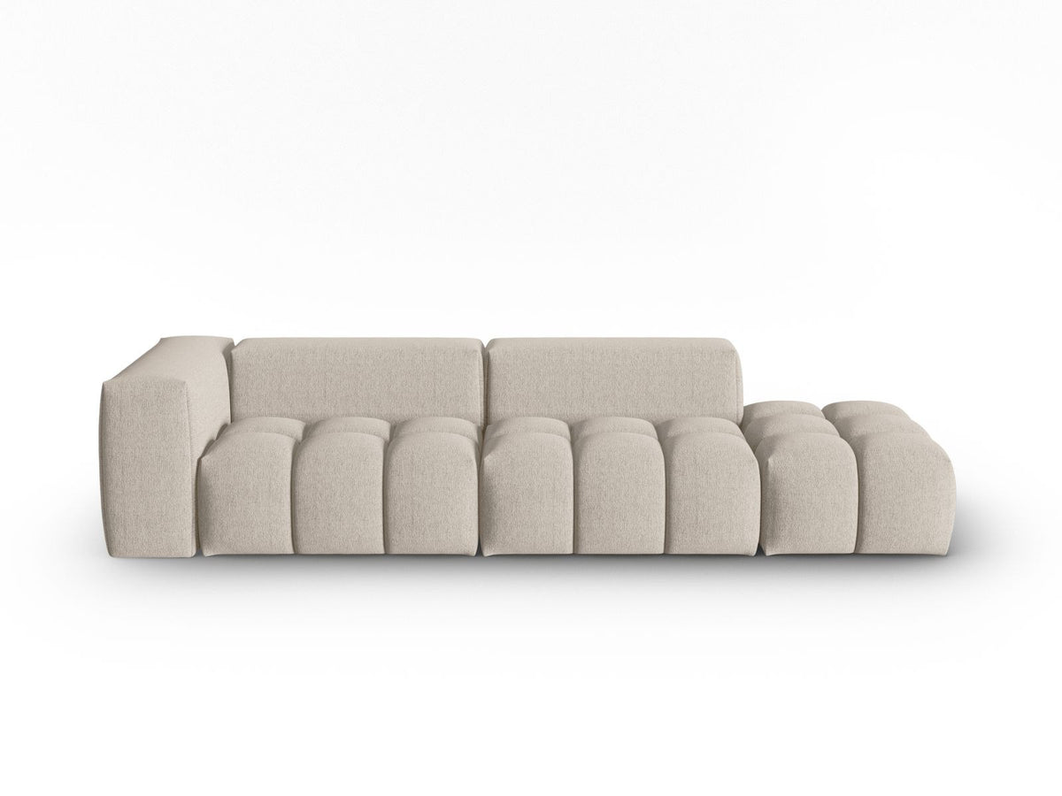 Modulares 4er Sofa Verona Rechts von Cosmopolitan Design in Beige mit Sorella-Strukturstoff, Massivholzrahmen und schwarzen Kunststoffbeinen.