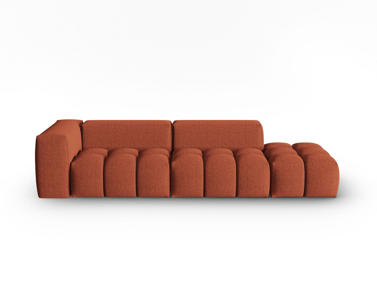 Modulares 4er Sofa Verona Rechts von Cosmopolitan Design in Beige mit Sorella-Strukturstoff, Massivholzrahmen und schwarzen Kunststoffbeinen.