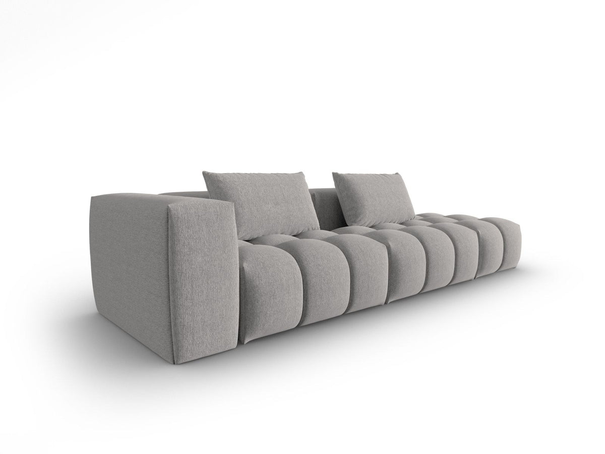 Modulares 4er Sofa Verona Rechts von Cosmopolitan Design in Beige mit Sorella-Strukturstoff, Massivholzrahmen und schwarzen Kunststoffbeinen.