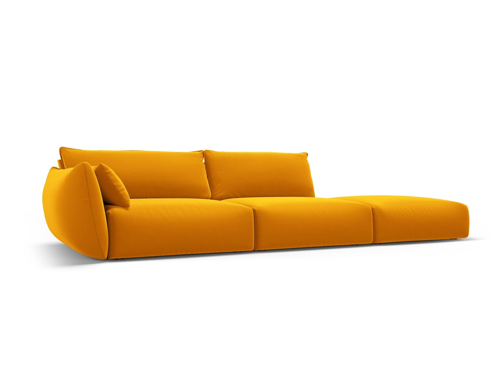 Elegantes 4-Sitzer Sofa rechts Matera in stilvollem Gelb, ideal für moderne Wohnräume, erhältlich bei KAQTU Design AG.